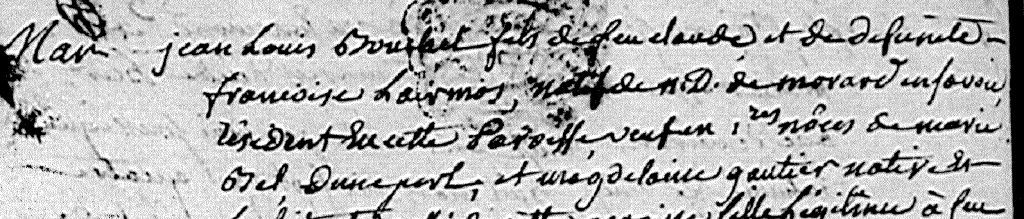 Copie du mariage de jean louis Bouchet à St Ismier (38) le 15 avril 1788
