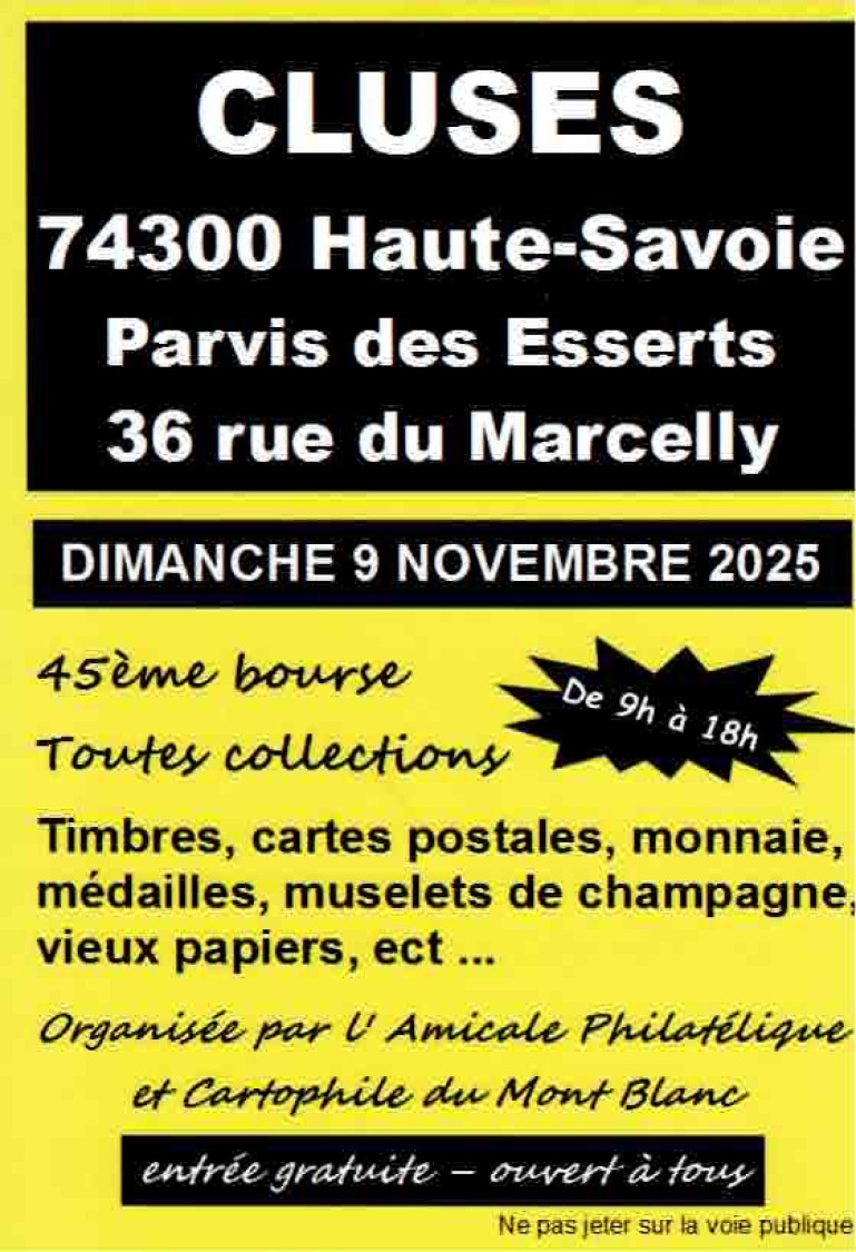 45e Salon Multicollection, dimanche 9 novembre, Parvis des Esserts de Cluses